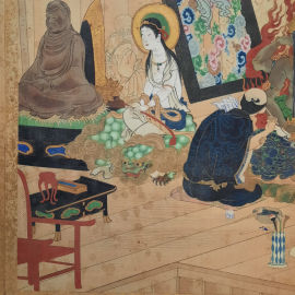 Картина художника Тоёхара Кунитика, ткань, раскрашенная вручную. Полотно 30х33.. Картинка 5